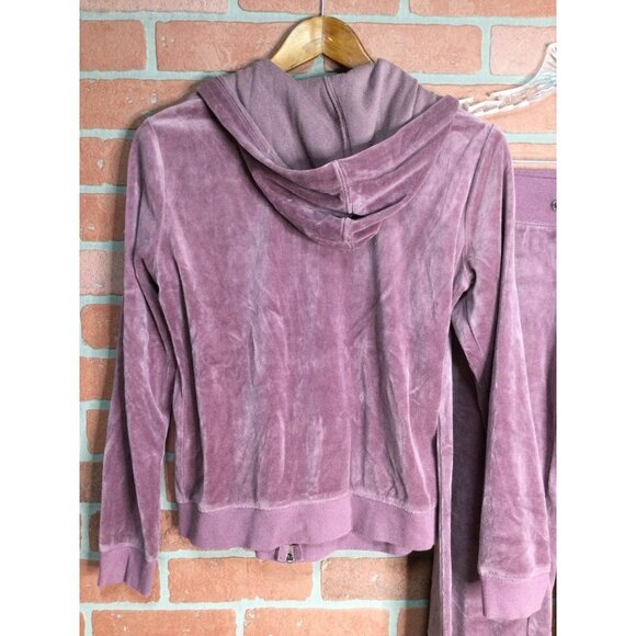 New York & Company Y2K Velour Hooded Full Zip Jacket Straight Leg Pants Track Su - Picture 4 of 12